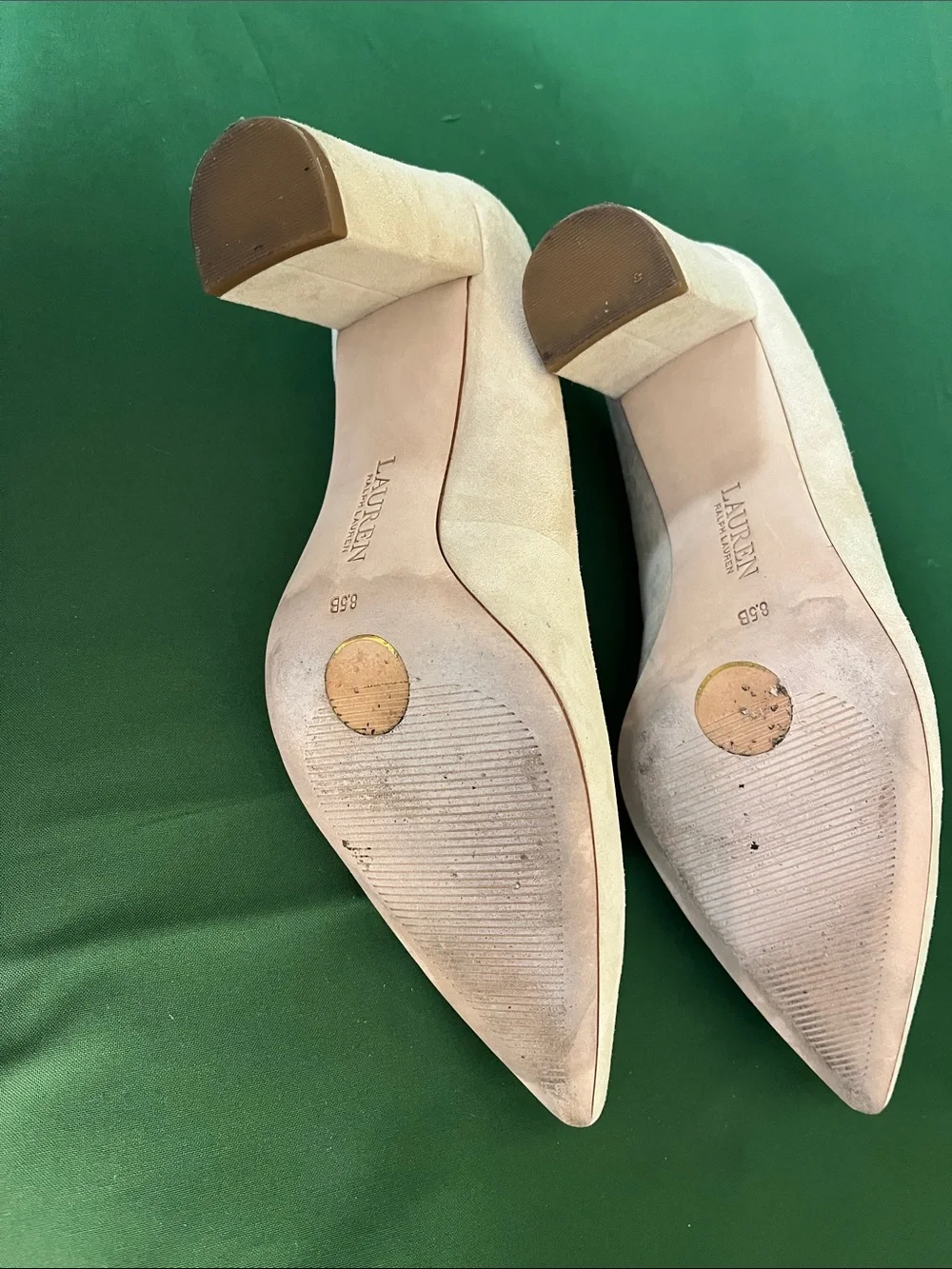 Women's Cream Pointed-Toe Suede Pumps - Ralph Lauren